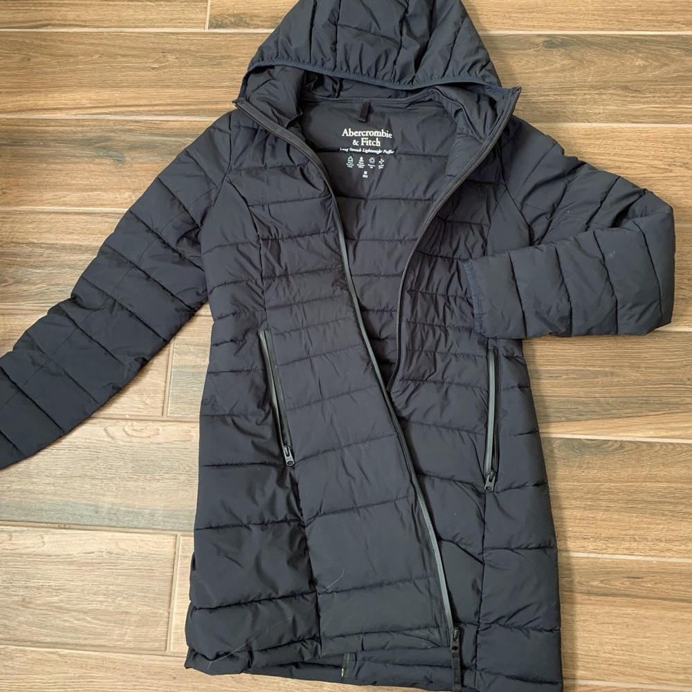 Long black puffer jacket